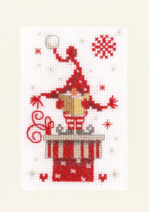 Vervaco Christmas Gnomes Cards Set (3pcs) Cross Stitch Kit - 10.5cm x 15cm