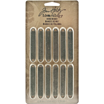 Advantus Idea-Ology Metal Word Bands .375"X2.375" 12/Pkg - Antique Nickel Life