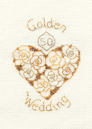 Derwentwater Designs Golden Wedding Greeting Card Cross Stitch Kit - 12.5cm x 18cm