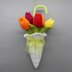 Spring door decor tulips in umbrella