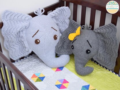 Josefina and Jeffery Knit Elephant Pillow