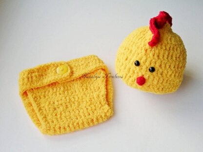 Chicken Baby Hat and Diaper Cover