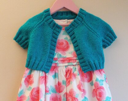 Turquoise Sparkle Girl's Short Cardigan  / Shrug