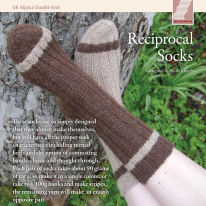 Reciprocal Socks in UK Alpaca Baby Alpaca Merino DK - Downloadable PDF