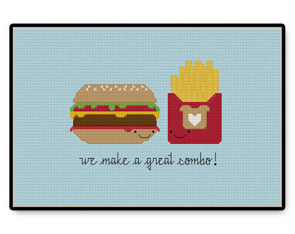 Burger and Fries Kawaii - PDF Cross Stitch Pattern