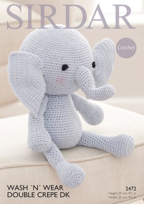 Elephant Toy in Sirdar Wash ‘N’ Wear Double Crepe DK - 2472