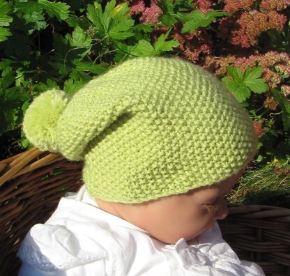 Baby Moss Stitch Bobble Slouch Hat