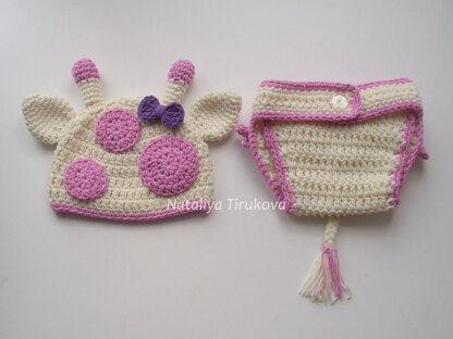 Cow Baby Hat and Diaper Cover