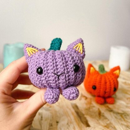 Pumpkin cat crochet pattern, PDF, amigurumi halloween pattern