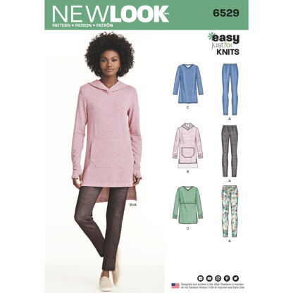New Look 6529 Women's Knit Tunics and Leggings 6529 - Paper Pattern, Size A (XS-S-M-L-XL)