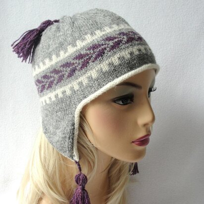 Hedgerow Ear Flap Beanie - knitting pattern