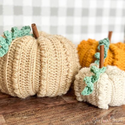 Farmhouse-Chic Stackable Crochet Pumpkins