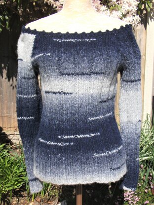 Ribbed Sweater with Wide Scoop Neck
