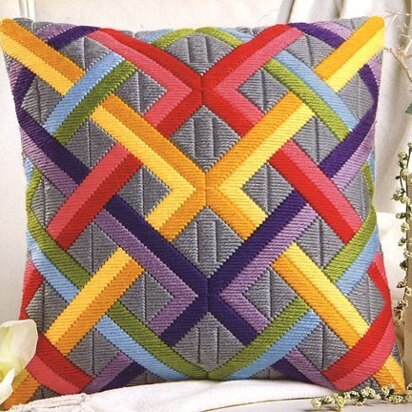 Vervaco Colourful Diagonals Long Stitch Cushion Front - 40 x 40cm