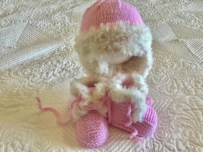 Baby Faux Fur Hat And Booties