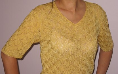 Elegant Mustard Lace V Neck Short Sleeve Top