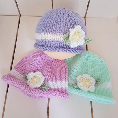 Easy Baby Girl Flower Beanie