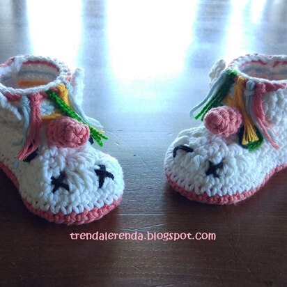 Unicorn baby booties