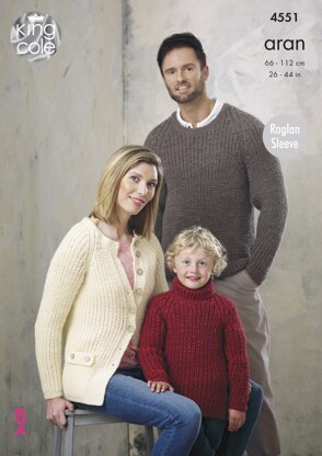 Sweaters & Cardigan in King Cole Aran - 4551 - Downloadable PDF