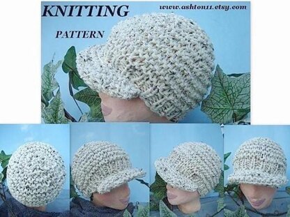 Knit Flat Adult Newsboy Hat | Knitting Pattern 82