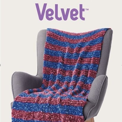 Crochet Striped Afghan in Bernat Velvet - Downloadable PDF