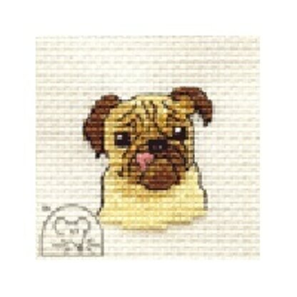 Mouseloft Paw Prints Pug Cross Stitch Kit - 64mm