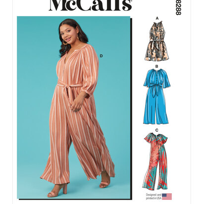 McCall's Misses' and Women's Romper, Jumpsuits and Sash M8288 - Sewing Pattern