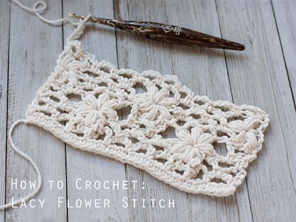 Crochet Lace Scarf with Flowers
