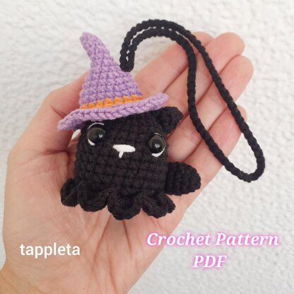 Black cat ghost car hanger crochet pattern, Witchy cat car charm crochet, Mystic black cat, Boo kitty spooky decoration, Halloween ornament