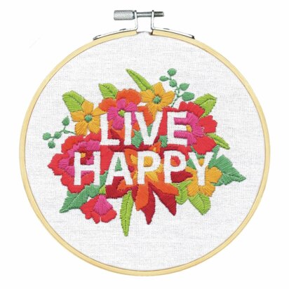 Dimensions Live Happy Embroidery Hoop Kit - 15cm