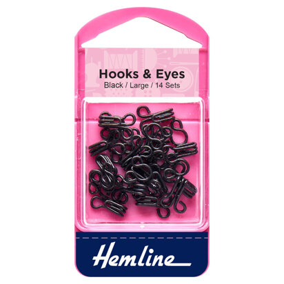 Hemline Hooks and Eyes: Black: Size 3