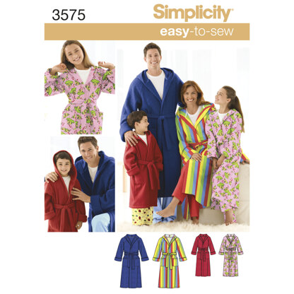 Simplicity Women's/Men/Child Sleepwear 3575 - Paper Pattern, Size A (XS-L / XS-XL)