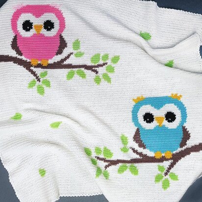 CROCHET - Two Owls Baby Blanket / Afghan