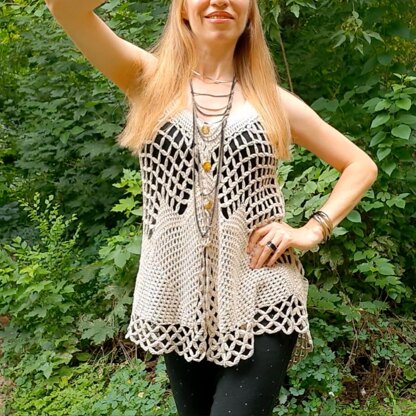 Crochet oversized boho lacy vest.