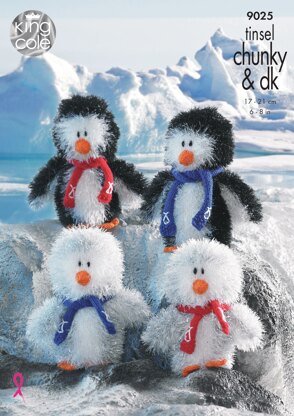 Tinsel Chunky Penguins in King Cole Tinsel Chunky - 9025 - Downloadable PDF
