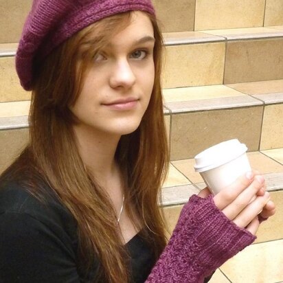 Pointer Mitts and Cap or Beret - knitting pattern