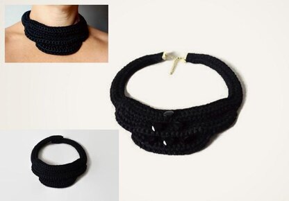 Black Crochet collar necklace