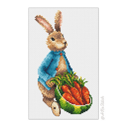 Rabbit with Carrots Cross Stitch PDF Pattern