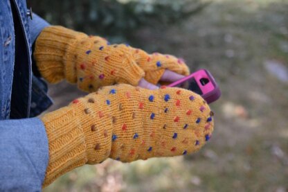 Paintbox Mittens: Thrummed Convertible Mittens