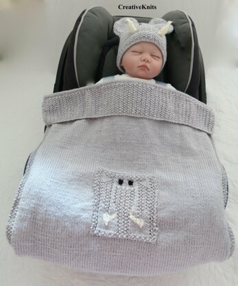 Ellie-Phant Baby Car Seat Blanket & Hat