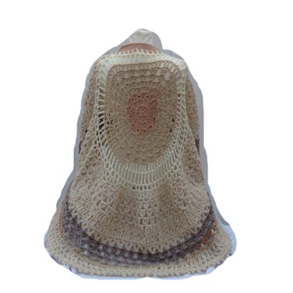 Beige Circular Long Poncho