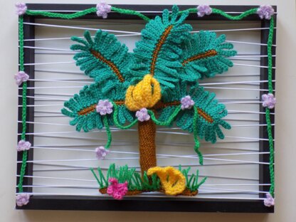 Crochet Palm Tree in a Frame (Wall Decor)