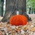 Cabled texture pumpkin pouf