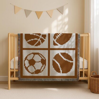 C2C CROCHET PATTERN Sports Ball Blanket Football Graphghan Soccer Throw Tennis Basketball