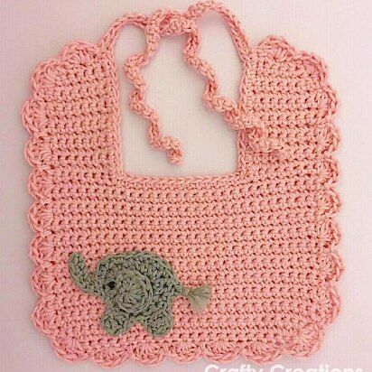 Baby Bib with Elephant Appliqué