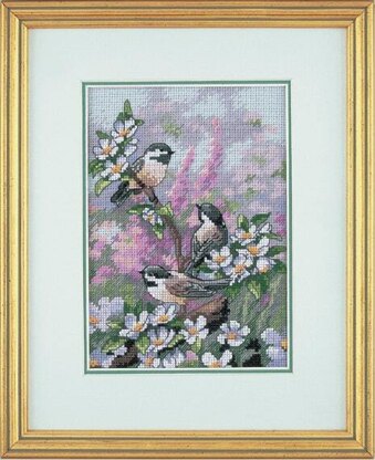 Dimensions Gold Petite: Counted Cross Stitch Kit: Spring Chickadees - 13 x 18cm