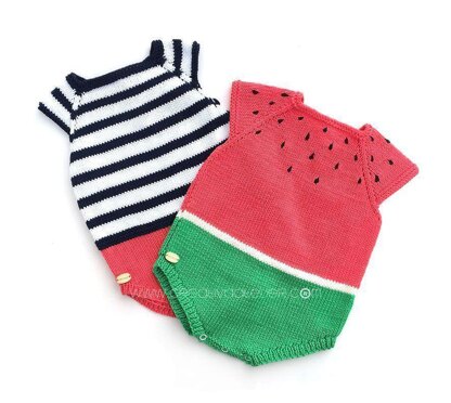 Size 1-3 months - Knitted Watermelon Romper