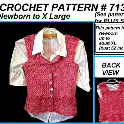 713 CARDIGAN VEST, JACKET, SHRUG, child or adult