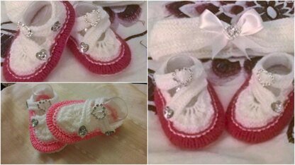 Arya Shoes with matching Hairband 0-3 and 3-6mths