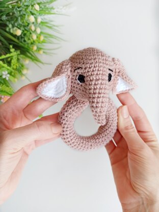 Crochet elephant baby rattle